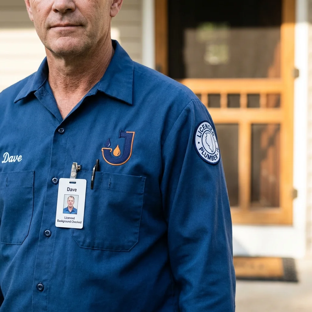 Licensed plumber showing ID badge in Glassboro, NJ