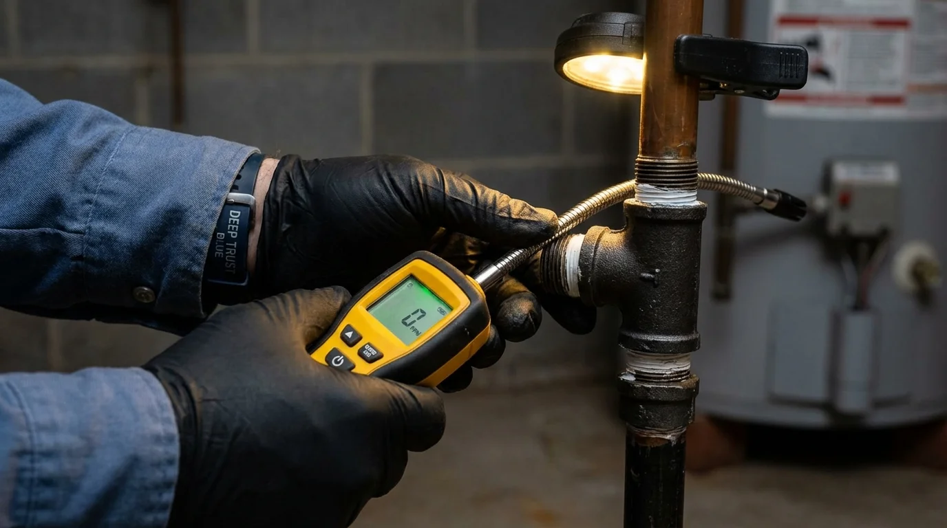 Gas leak detection with electronic sniffer by Johns Plumbing LLC in Glassboro