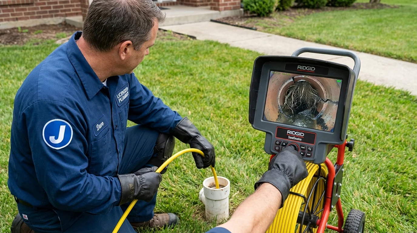 Sewer camera inspection being performed by Johns Plumbing LLC in Glassboro