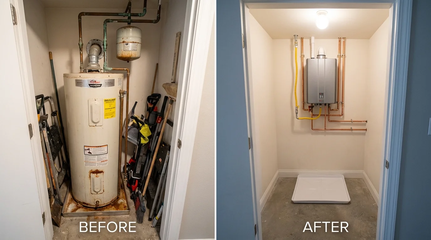 Tank water heater versus wall-mounted tankless unit comparison for Glassboro, NJ homeowners